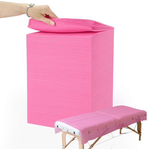 200 Piece Disposable Massage Table Sheets 31" x 71" - Non-Woven Fabric Bed Covers for Spa, Massage, Beauty & Tattoos - Breathable, Hygienic (Pink)