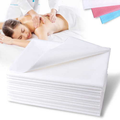 Platonee Disposable Bed Sheets 100 Pcs Waterproof Bed Cover for SPA Tattoo Massage Table Hotels Non Woven Fabric 31" x 78"White