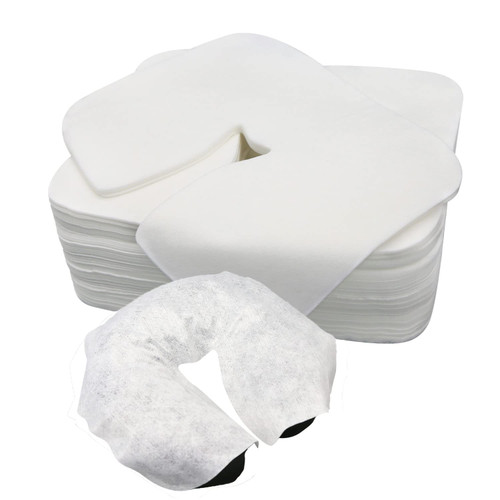 500 count Disposable Face Cradle Covers Non-Sticking Disposable Massage Headrest Covers Ultra Soft Medical-Grade SPA Face Rest Covers Headrest Covers for Massage Table Chairs 14.2" x 10.6" (500Pcs)