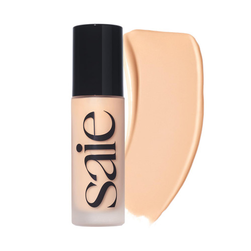 Saie Glowy Super Skin Tint Liquid Foundation - Weightless + Dewy Foundation with Lightweight Medium Coverage - Hydrating Face Makeup + Skin Care Serum Hybrid with Hyaluronic Acid - Shade 8 (1.01 oz)