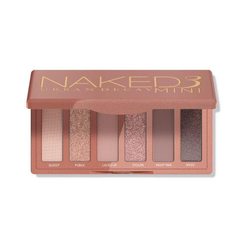 URBAN DECAY Naked 3 Mini Eyeshadow Palette - 6 Soft Pink Shadows, Multi-Use Matte & Shimmer Finishes, Ultra-Blendable, Long-lasting Up to 12HR Wear, Rosy Neutral Shades, Travel Makeup with Mirror