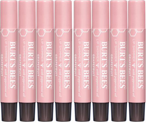 Burt's Bees Shimmer Lip Tint Set, Tinted Lip Balm Stick, Moisturizing for All Day Hydration with Natural Glowy Pigmented Finish & Buildable Color, Grapefruit (8-Pack)