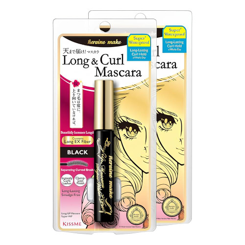 Heroine Make by KissMe Waterproof Mascara Black | Volumizing, Lengthening & Smudge-Proof Formula | Waterproof Mascara for Long-Lasting Curl & Volume | Made in Japan | 2 Pack