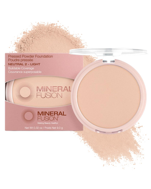 Mineral Fusion Pressed Powder Foundation - Matte Finish Face Powder for Fair Medium Skin with Neutral Undertones - Age Defying Foundation Makeup - Talc Free, Hypoallergenic, Cruelty-Free (Neutral 2)
