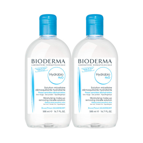 Bioderma Hydrabio DUO H2O Micellar Water Cleansing and Make-Up Removing for Dehydrated Sensitive Skin, 33.4 Fl Oz