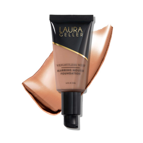 LAURA GELLER NEW YORK Weightless Whip Mousse Foundation - Sand - Lightweight Blurring Foundation Makeup, Buildable Coverage, Soft Matte Finish, Minimizes Pores & Fine Lines, Hydrating, Mature Skin