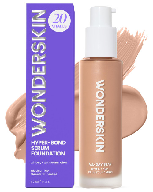 Wonderskin Hyper Bond All-Day Stay Serum Foundation – Waterproof, Transfer-Proof, 24HR Longwear Face Makeup with Niacinamide & Hyaluronic Acid – Lightweight, Natural Finish (Nova)