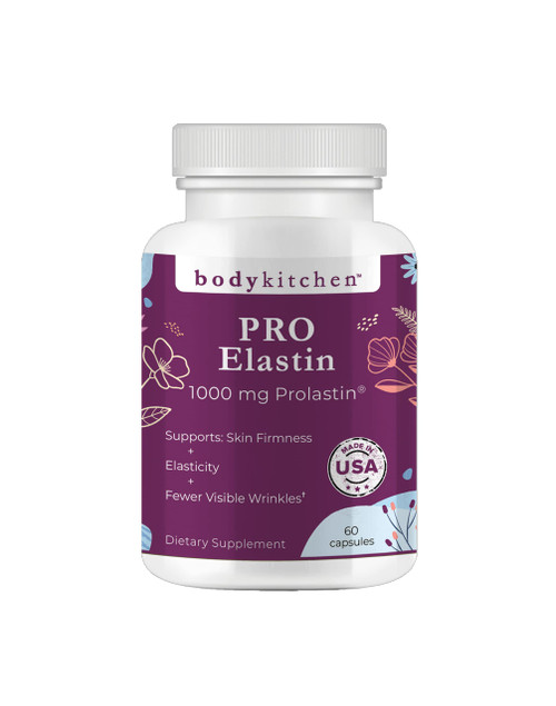 Body Kitchen Pro Elastin Peptides 1000mg, Pure Marine-Derived from France, Elastin Supplements for Skin Firmness, Elasticity & Healthy Aging, Made in USA, 60 Capsules (Pack of 1)
