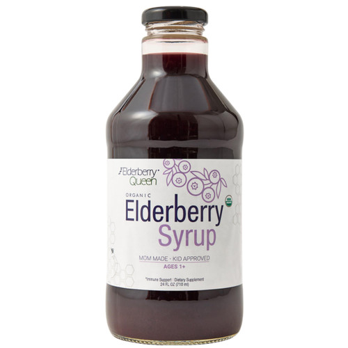 Elderberry Queen Organic Elderberry Syrup 24 Fl Oz - Immune Support Formula with Sambucus Black Elderberry & Aronia Berry - Pure Natural Certified Organic Elderberry Syrup for Kids and Adults