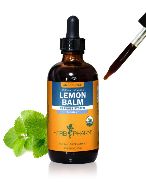 Herb Pharm Organic Lemon Balm Extract - Alcohol-Free Non-Bitter Calm Support for Nervous System & Overexcitement, Vegan, Lemon Balm Leaf Supplement 4oz | Up to 3 Months Supply