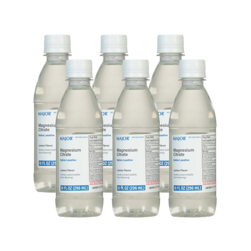 MAJOR Magnesium Citrate Saline Laxative - Helps Relieve Occasional Constipation (Irregularity) - Lemon Flavor - 10 Fl. Oz. (6 Pack)