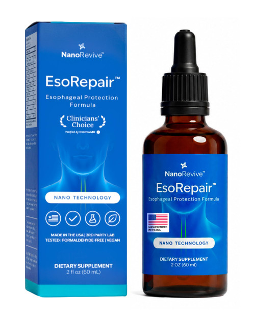 EsoRepair Nano Esophageal & Stomach Health Supplements for Men & Women - Digestive Comfort - Slippery Elm Bark, Zinc L-Carnosine & Aloe Vera Extract - Non-GMO & Dairy Free