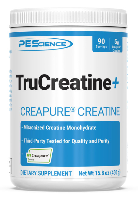 PEScience TruCreatine+ Creatine Monohydrate Powder, Micronized Creapure Creatine for Women & Men, 90 Servings, Unflavored - Supports Muscle Growth, Strength & Recovery, Cognition