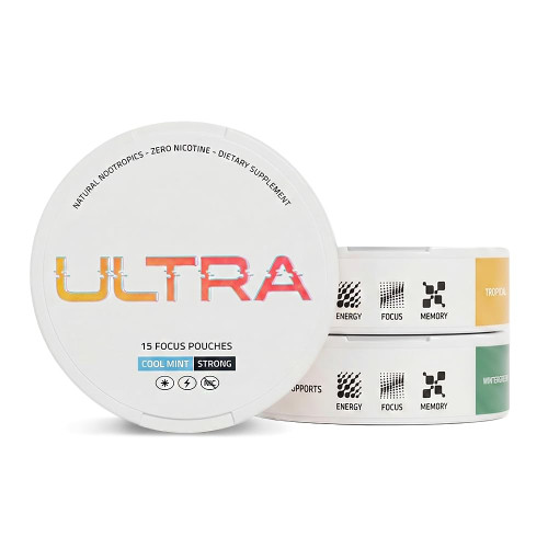 Ultra Focus Pouches (Variety Pack, 3 Cans) Nicotine-Free, Caffeine-Free | Enfinity Paraxanthine | Vitamin B6 + B12, L-Theanine, Alpha GPC, Ginseng | Nootropic Energy & Clarity Pouches
