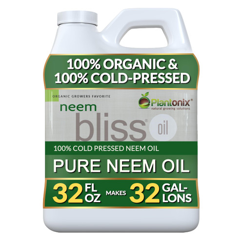 plantonix Neem Bliss (32 Fl Oz) – 100% Cold Pressed Neem Oil Concentrate - Pure, Unrefined, and Organic Neem Oil for Skin Care, Hair Care, and Scalp - Moisturizing Beauty Essentials