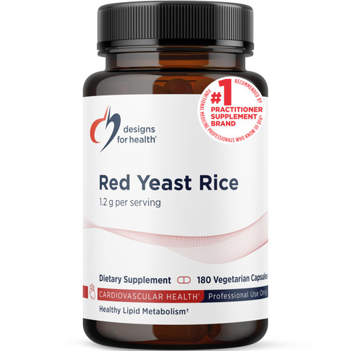 Designs for Health Red Yeast Rice Capsules - 1200mg (1.2g) Supplement to Support Cardiovascular Health - Non-GMO, Made with US-Grown Organic Red Yeast Rice (180 Capsules)