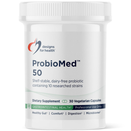 Designs for Health ProbioMed 50 - Probiotics for Digestive Health - 10 Strains with Lactobacillus acidophilus Probiotic + Lactobacillus rhamnosus - Gut Health + Immune Support Supplement (30 Caps)