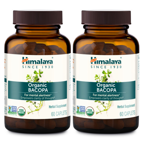 Himalaya USDA Organic Bacopa Monnieri Nootropic Herbal Supplement,Brahmi,Bacopa Supplements, Bacopa Extract,Mental Alertness, Supports Calm,Memory,Cognition,Non-GMO,750 mg, 120 Plant-Based Caplets