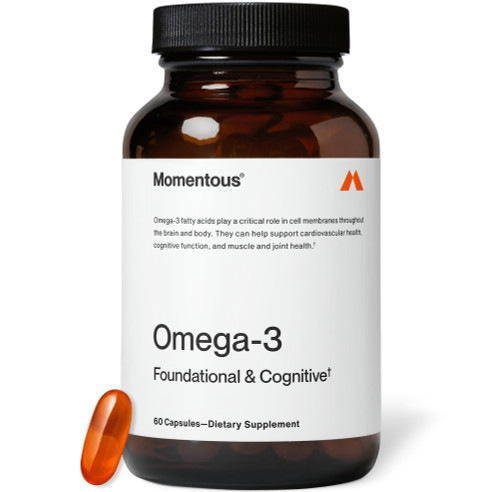 Momentous Omega-3 Fish Oil - High-Potency EPA & DHA Supplement for Men & Women - Supports Heart, Joint, & Brain Health - NSF Certified for Sport - Non-GMO - Gluten-Free - 1,600 mg - 30 Servings