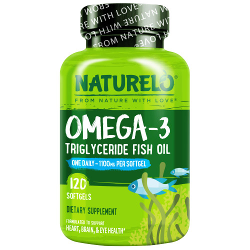 NATURELO Burpless Omega 3 Fish Oil Supplement - 1100mg Triglyceride Omega-3, EPA + DHA, Liquid Fish Oil for Heart, Eye, Brain, Joint Health - 120 Softgels, 4 Months Supply