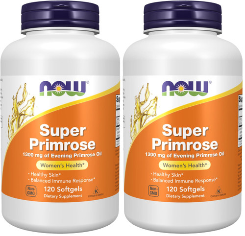 NOW Foods Supplements, Super Primrose 1300 mg with Naturally Occurring GLA (Gamma-Linolenic Acid), 120 Softgels, (Pack of 2)