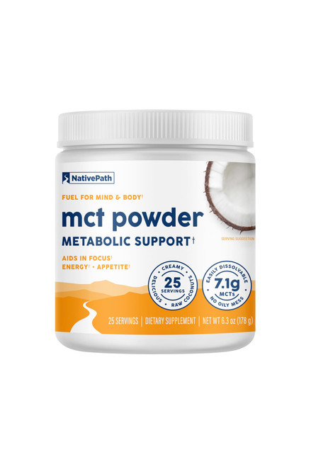 NativePath MCT Oil Powder Supplement - Unflavored MCT Powder with Keto-Friendly C8 MCTs. Free of Dairy, Gluten and GMOs, 25 Servings
