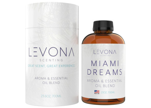 Levona Scent Essential Oils for Diffusers for Home: Miami Dreams Hotel & Home Luxury Scents Fragrance Oil - Aroma Oil with Notes of Bergamot Oil & Pine Essential Oil -700 Ml Scented Oils for Diffuser