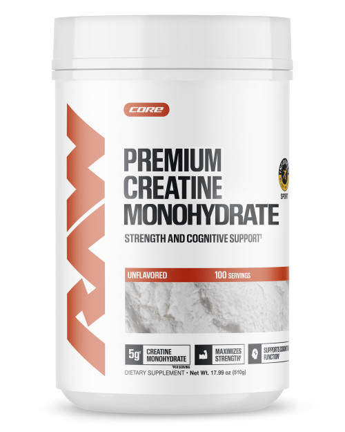 RAW Nutrition Creatine Monohydrate Powder, Unflavored (100 Servings) - Micronized Creatine Monohydrate Supplement for Workout Performance, Build Muscle & Strength - Creatine Powder for Men & Women