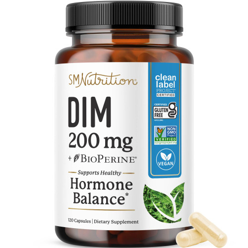 DIM Supplement 200 mg (120 Ct) | Estrogen Balance for Women & Men | Hormone Balance, Hormonal Acne Supplements, Menopause, Antioxidant & PMS Support | Doctor-Formulated & Non-GMO | 4 Month Supply
