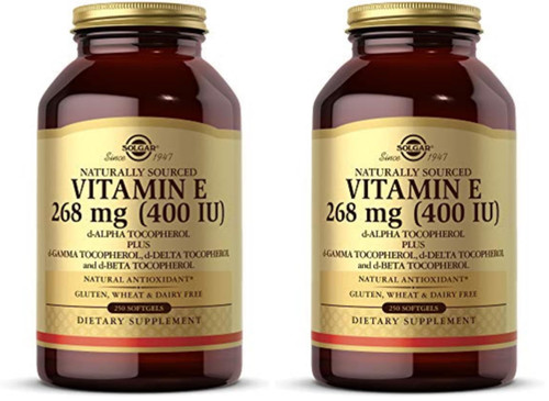 Solgar Vitamin E 268 mg (400 IU), 250 Mixed Softgels - Natural Antioxidant, Skin & Immune System Support - Naturally-Sourced Vitamin E - Gluten Free, Dairy Free - 250 Servings, (Pack of 2)