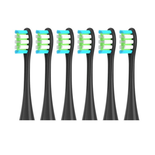 OUTIFUOSSR 2/4/6PCS Soft Replacement Heads, Compatible for Oclean X/X PRO/ Z1/ F1 Blue Brush Heads Toothbrush Vacuum Bristle Nozzles(6PCSBlack)