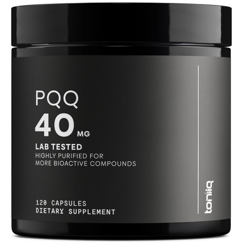 Toniiq 99%+ 40mg Supplement - Ultra High Purity PQQ 40mg Concentrated Formula - PQQ 40 mg 120 Capsules - Pyrroloquinoline Quinone Supplement - 1 Capsule Serving - Vegetarian Capsules
