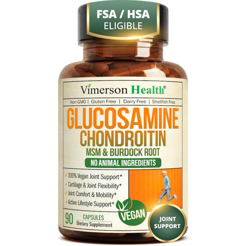 Vegan Glucosamine Chondroitin MSM – Joint Supplements for Men and Women with Glucosamine Sulfate 1500 mg – Joint Health Supplement for Cartilage, Mobility & Joint Support – 60 Capsules