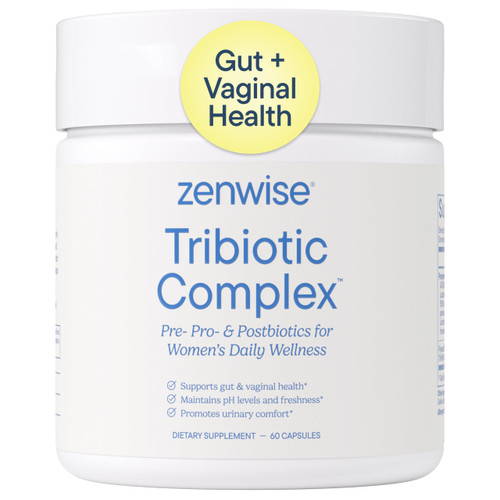 Zenwise Health Womens Tribiotic Complex Supplement for Digestive, Gut Flora & Vaginal Health - Daily Probiotics for Women with Digestive Supports Bloating & Gas Relief - 60 Count