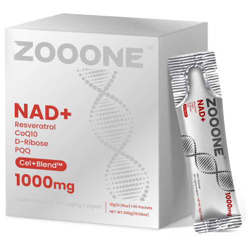 zooone NAD+ 1000mg Liquid Packets Supplement - Premium Nicotinamide Riboside & Resveratrol for Cellular Energy,Advanced NAD Booster for Men & Women (60 Pocket)