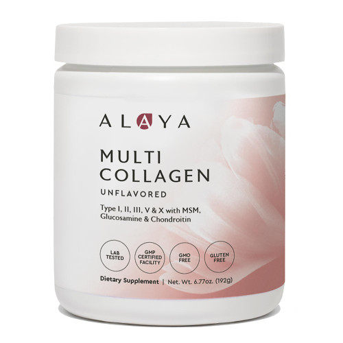 Alaya Multi Collagen Powder - Supports Hair, Skin, Nails & Bone Health for Women and Men - 5 Types Hydrolyzed Collagen Peptides Protein Powder Supplement - NSF Certified - (20 Serving)