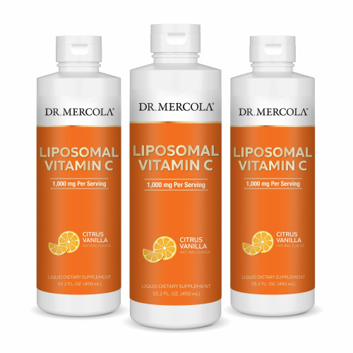 Dr. Mercola Liquid Liposomal Vitamin C - Antioxidant & Immune Support Supplement - Includes Vitamin E - GMO-Free, Gluten-Free & Soy-Free - Citrus Vanilla Flavor - 450 mL (30 Servings) - 3 Pack