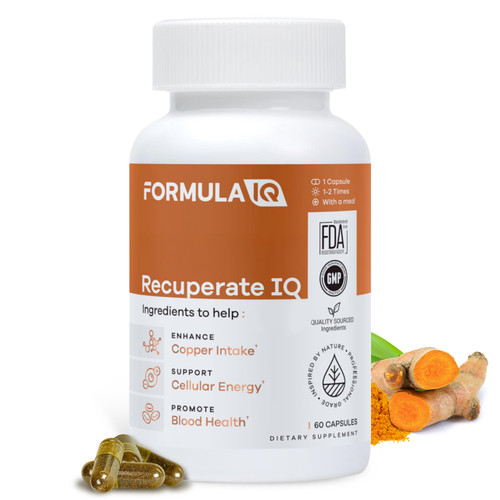 Formula IQ - Recuperate IQ - 5-in-1 Copper Supplements with Copper Bisglycinate - Easy-to-Swallow 2 mg Capsules - High Absorption, Boosts Energy - 60 Capsules