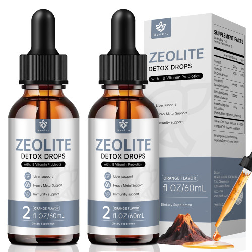 (2 Pack) Zeolite Drops for Adults and Kids – 99%+ Pure Natural Zeolite clinoptilolite, with Vitamin B, Probiotic Blend, Vegan, Non-GMO - Supports Immune Health, Supplement Energy and Attention