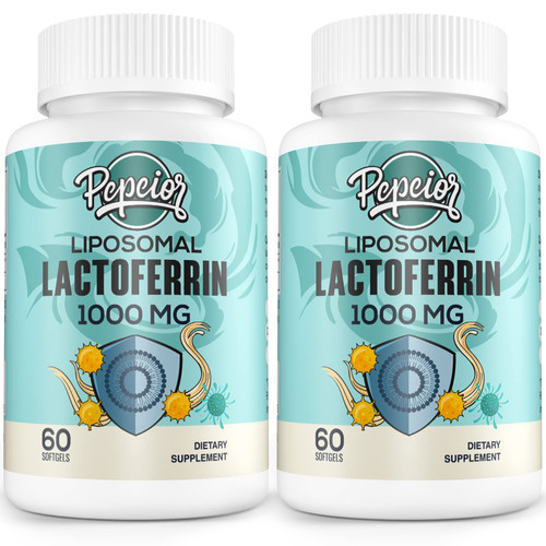 Pepeior Liposomal Bovine Lactoferrin 1000 mg - for Iron Absorption & Immune Function Lactoferrin Supplements for Adults, 60 Softgels (2 Bottle)