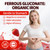 Iron Supplement for Women Teen Girls, Ferrous Gluconate 324 mg, Iron Gummies with Vitamin C, A, B, Folate, Copper, Zinc, Energy & Blood Support, Immune Health, Sugar Free 120 Gummies