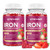 2 Pack Iron Gummies with Multivitamin, Iron Supplement for Women & Men with Folate, Zinc & Vitamin C, B12, B6 for Adults & Kids - Blood Builder & Energy Support for Iron Deficiency - 120 Gummies