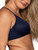 Vanity Fair Women's Full Figure Beauty Back Smoothing Bra, 4 Way Stretch Fabric, Lightly Lined Cups up to H - Wirefree - Navy, 36DDD