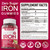 Sugar Free Iron Gummies Supplement for Women, with 200mg Beet Root, Methyl B12, Folate, Vitamin C - Increase Iron Levels, Energy Support, Fight Fatigue, Vegan & Gentle Iron Supplement, 120 Count
