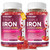 65mg Iron Gummies with Multivitamin, Iron Supplement for Women & Men with Calcium, Folate for Adults, Energy & Immune Health Support for Iron Deficiency, Sugar-Free, Strawberry Flavor, 120 Count