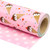 WRAPAHOLIC 30 Inch Reversible Pink Birthday Wrapping Paper - 30 Inch x 33 Feet - Ice Cream and Polka Dot Girls Birthday Wrapping Paper for Kids Girls, Baby Shower