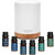 ASAKUKI Essential Oil Diffuser for Home, 300 ml Aromatherapy Diffuser with 6 Essential Oil Sets, Automatic Shut-Off, 7 LED Lights for Living Room, Kitchen, Bedroom, Hotel - Brown with Oils