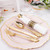 Liacere 175PCS Pink Plates Disposable - Pink and Gold Plates 25guest Baroque Plastic Dinnerware include 50Plates, 25Pack Pre Rolled Napkins with Silverware 25Cups Perfect for Wedding & Party