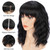 AISI HAIR Bob Curly Wig Synthetic Short Black Wigs with Bangs