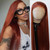 BTWTRY Ginger Brown Synthetic Lace Front Wig Long Straight Copper Lace Front Synthetic Wig Pre Plucked Natural Hairline Glueless Heat Resistant Fiber Hair Wig for Fashion Women (Ginger)